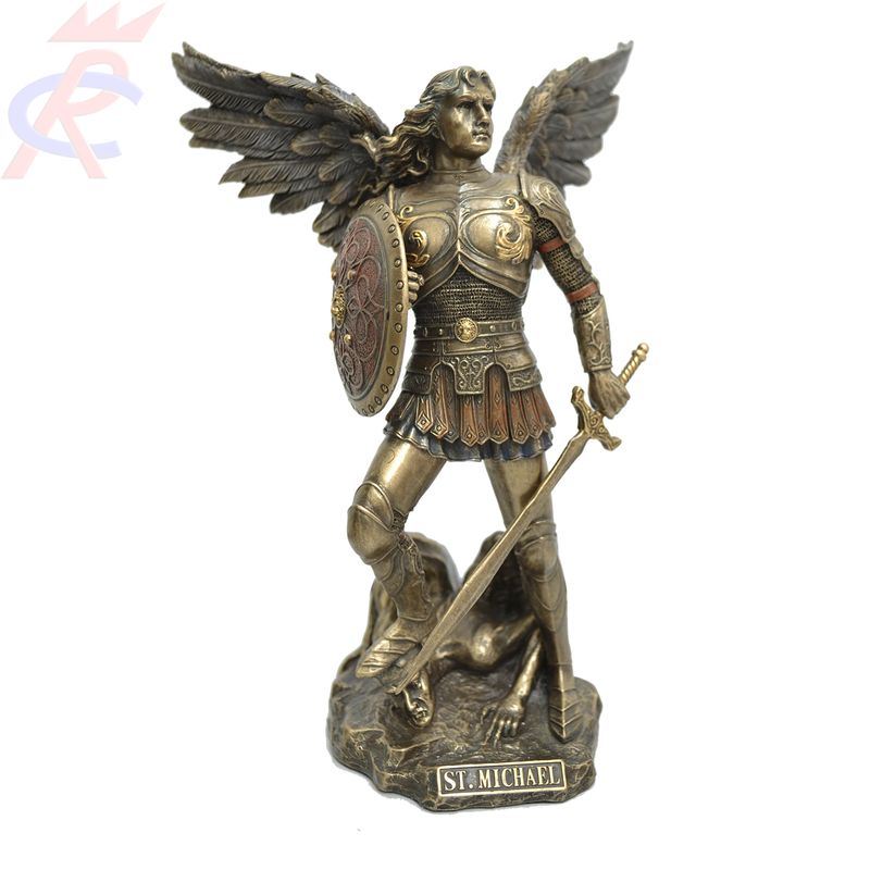 Estatua-em-Resina-Sao-Miguel-com-Espada-e-Escudo-23-cm