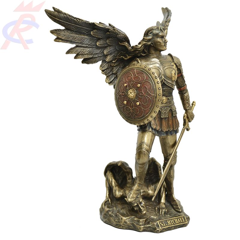 Estatua-em-Resina-Sao-Miguel-com-Espada-e-Escudo-23-cm