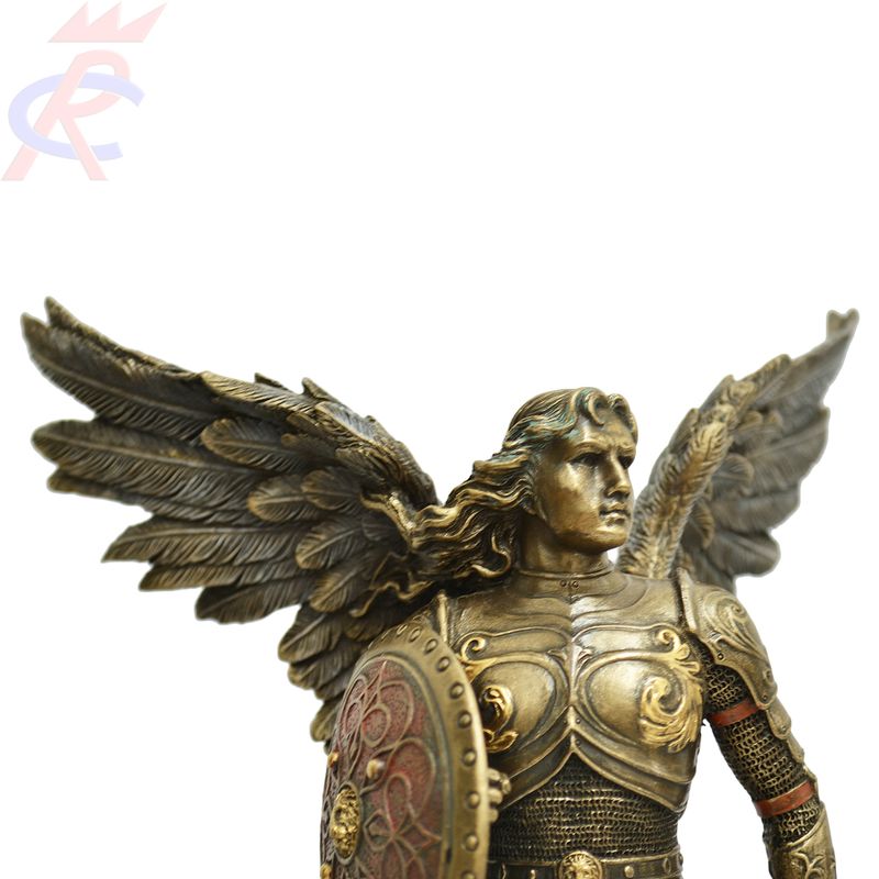 Estatua-em-Resina-Sao-Miguel-com-Espada-e-Escudo-23-cm