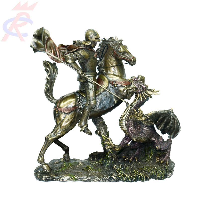 Estatueta-em-Resina-Decorativa-Sao-Jorge-Guerreiro-com-Lanca-e-Dragao-26-Cm