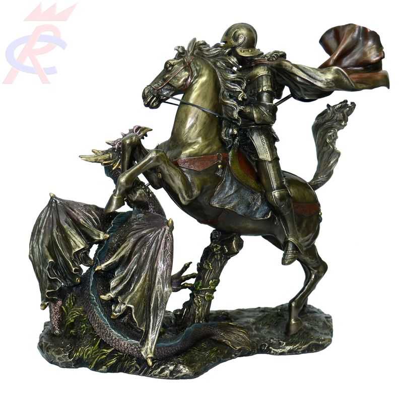 Estatueta-em-Resina-Decorativa-Sao-Jorge-Guerreiro-com-Lanca-e-Dragao-26-Cm