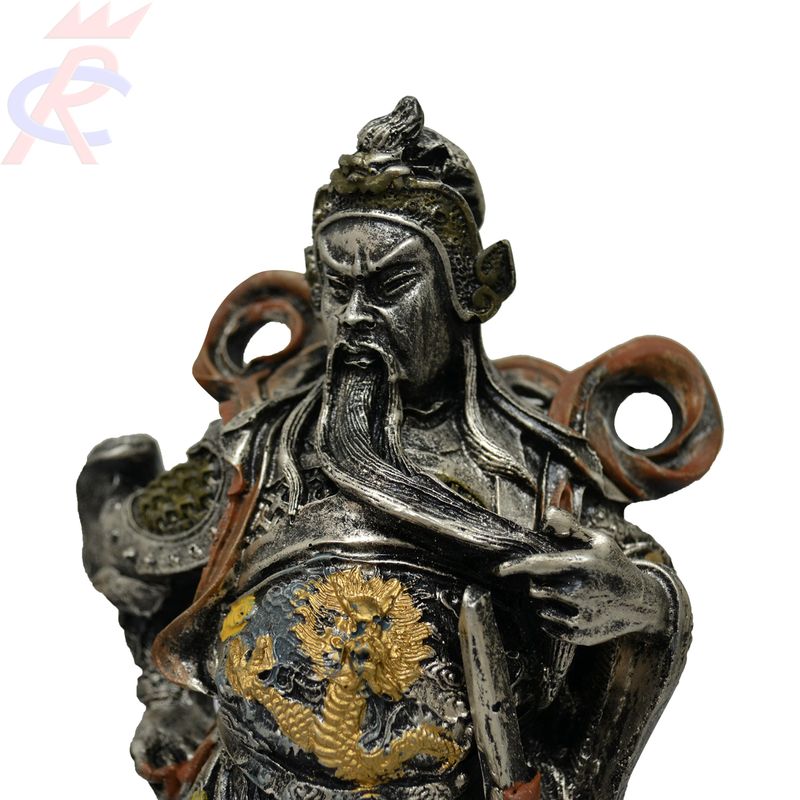 Estatueta-Guerreiro-Chines-5-Dragoes-em-Resina-25-cm
