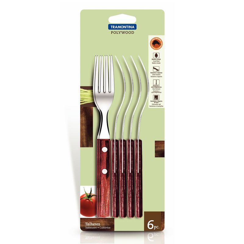 Jogo-de-Garfo-Inox-para-Mesa-com-Cabo-Polywood-6-Pecas---Tramontina