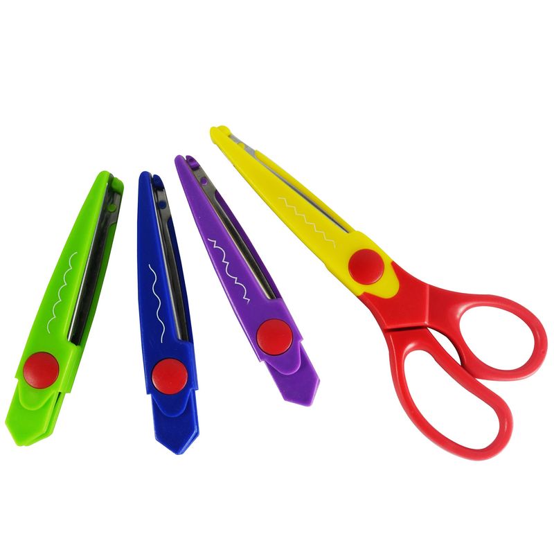 Tesoura-Escolar-para-Picotar-Colorida-com-4-Laminas-de-Cortes-Diferentes---Mundial