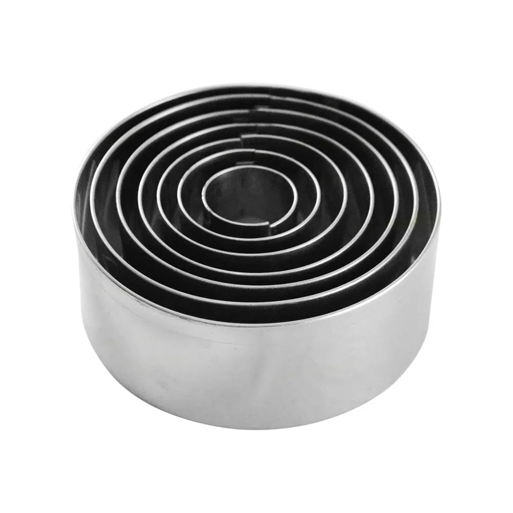 Jogo de Aro Inox Cortador  Redondo Liso 7 Peças - Doupan