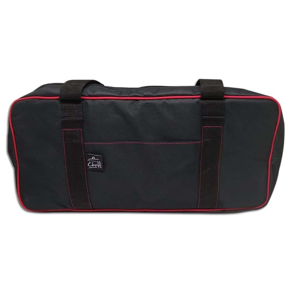 Pasta Cordura Nylon Preta com Friso Vermelho 16 Compartimentos
