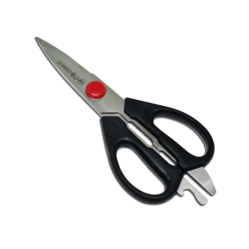 Tesoura de Cozinha em Aço Inox Desmontável Ponto Vermelho Cabo Preto 21,5cm - Mundial