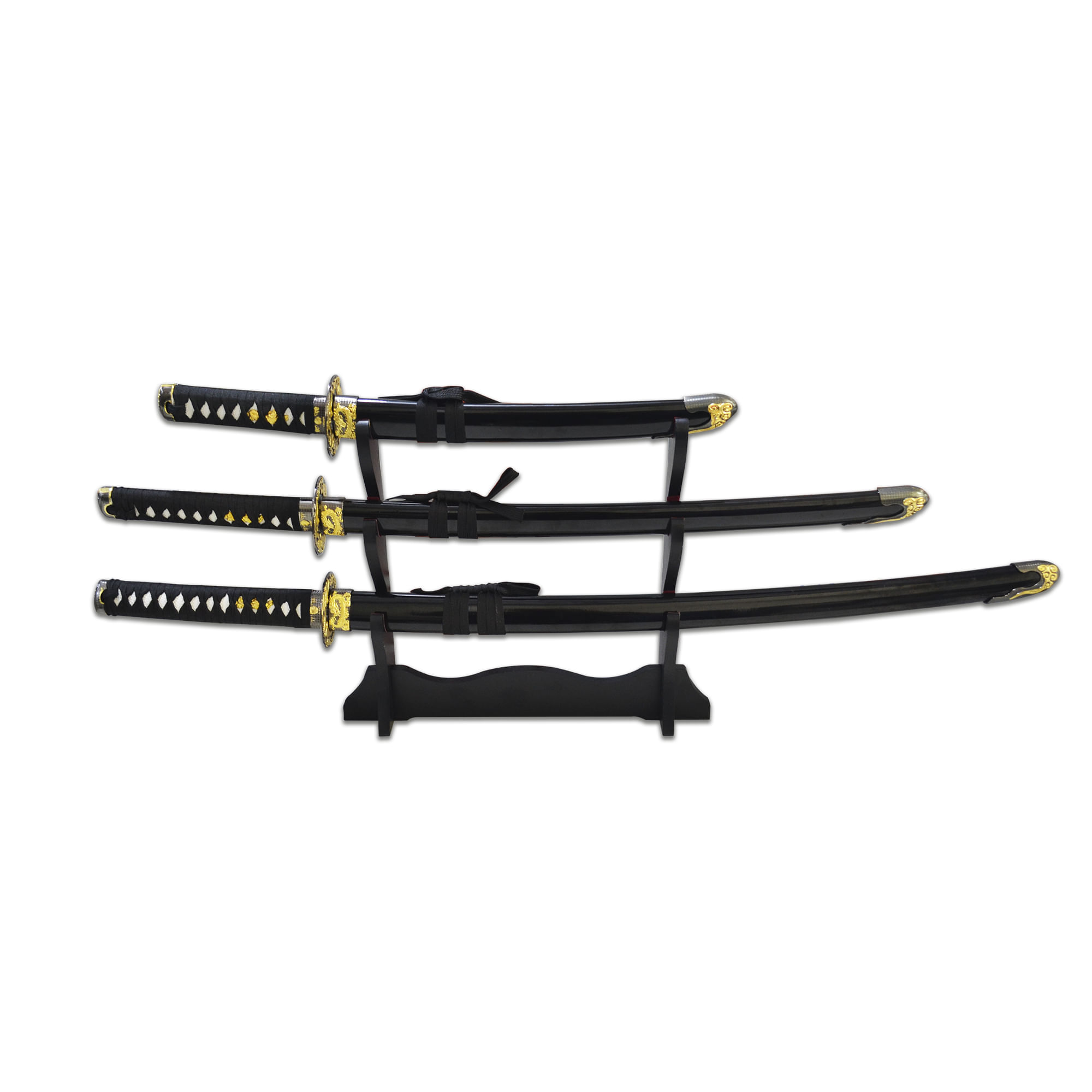 Conjunto de Katanas Samurai Decorativa 3 Pçs