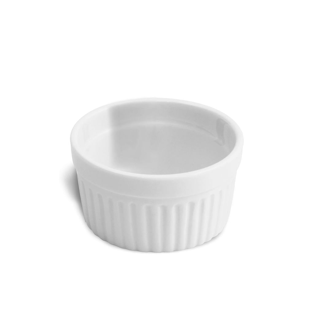 Ramequim Canelado Porcelana Branco 7 cm